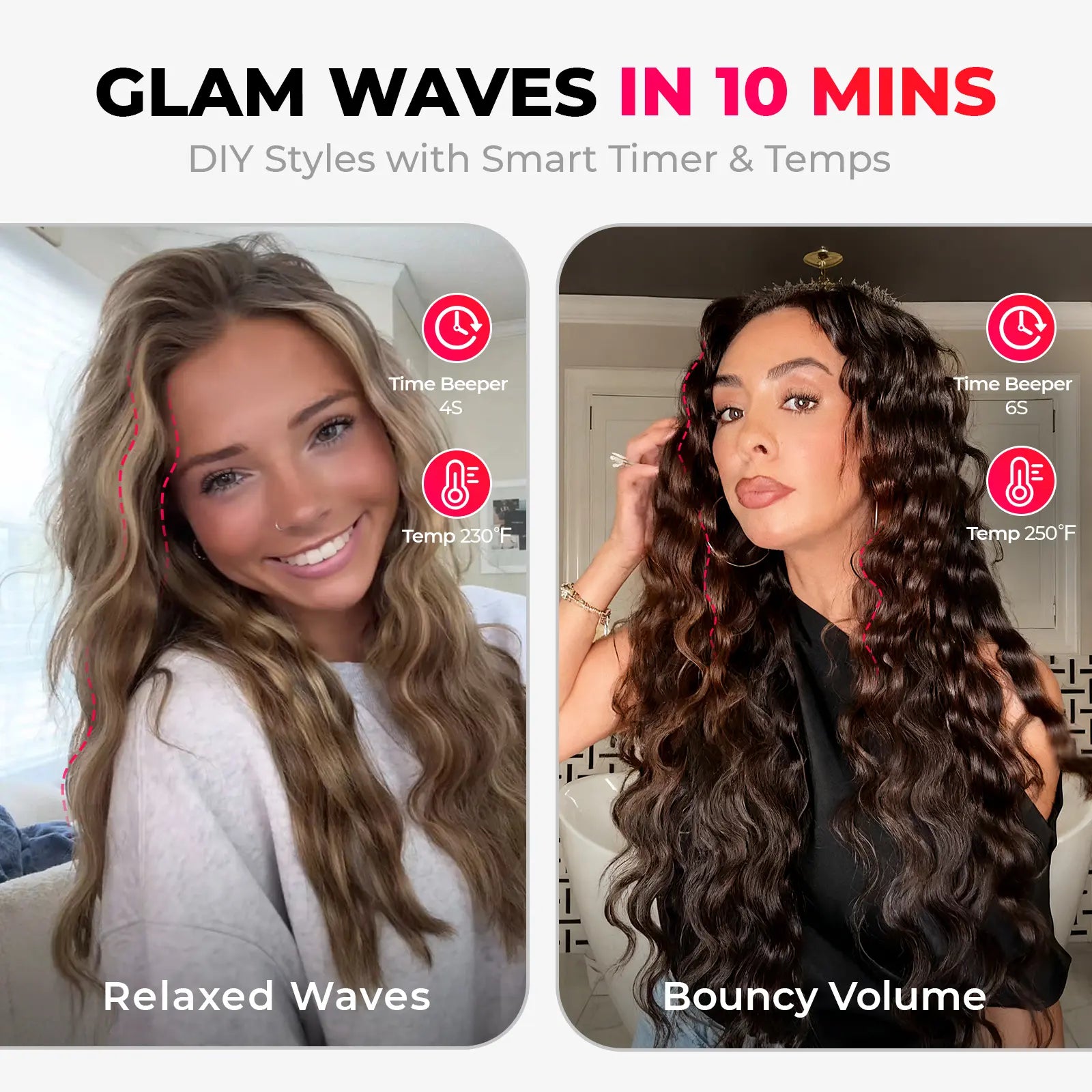 TYMO ROVY 1.25-Inch Beach Waves Curling Wand with Ionic Ceramic 3-Barrel Crimper for Women, Dual Voltage, Anti-Scald, Easy to Use, Mermaid Hair, Gift Box Ready; Travel Hair Tools; Adjustable Volumizing Curler Summervibes Mothersdaygift