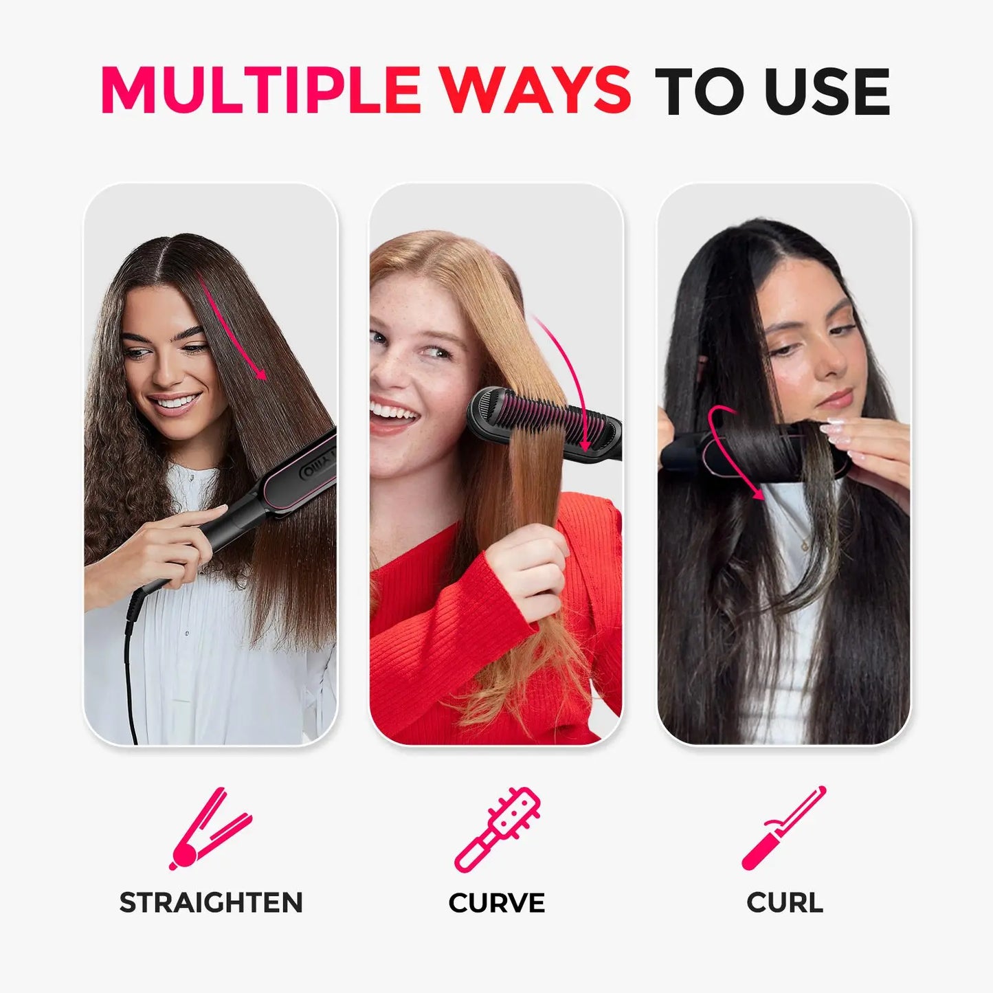 TYMO RING Series - TYMO RING or TYMO RING plus or TYMO FLIPRO 2-In-1 Straightener Comb for Frizz-Free Styling, Ionic Titanium Brush, 9 Temp & LED, Multifunctional Brush, Fast Heat, Each Sold Separately; Summervibes Plancha De Cabello, Mothersdaygift