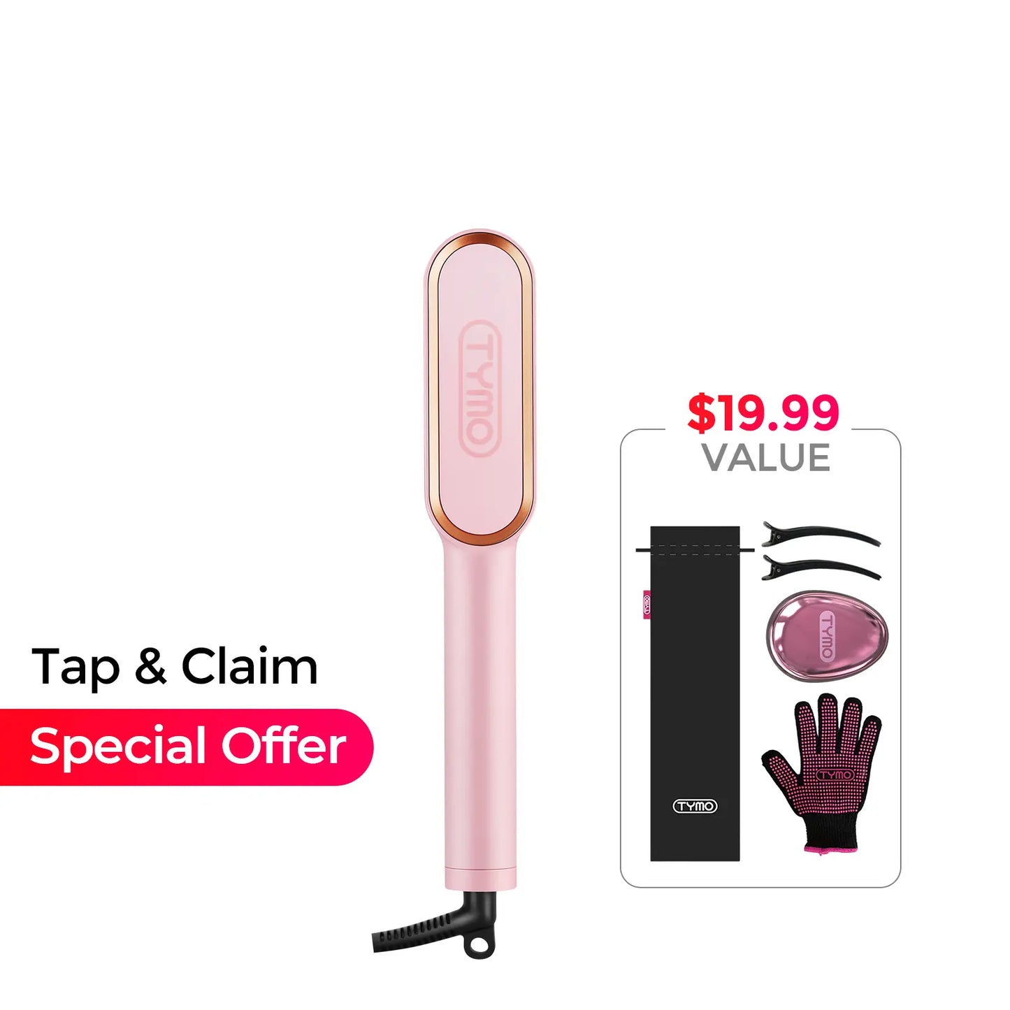 TYMO RING Series - TYMO RING or TYMO RING plus or TYMO FLIPRO 2-In-1 Straightener Comb for Frizz-Free Styling, Ionic Titanium Brush, 9 Temp & LED, Multifunctional Brush, Fast Heat, Each Sold Separately; Summervibes Plancha De Cabello, Mothersdaygift
