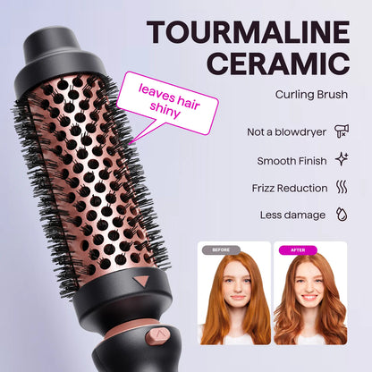 Wavytalk Multi-Curl 5-In-1 Ceramic Curling Wand Set, Fast Heat up Curling Wand from 1/2 to 1 1/4 Inch and a Thermal Brush, Dual Voltage Curling Iron