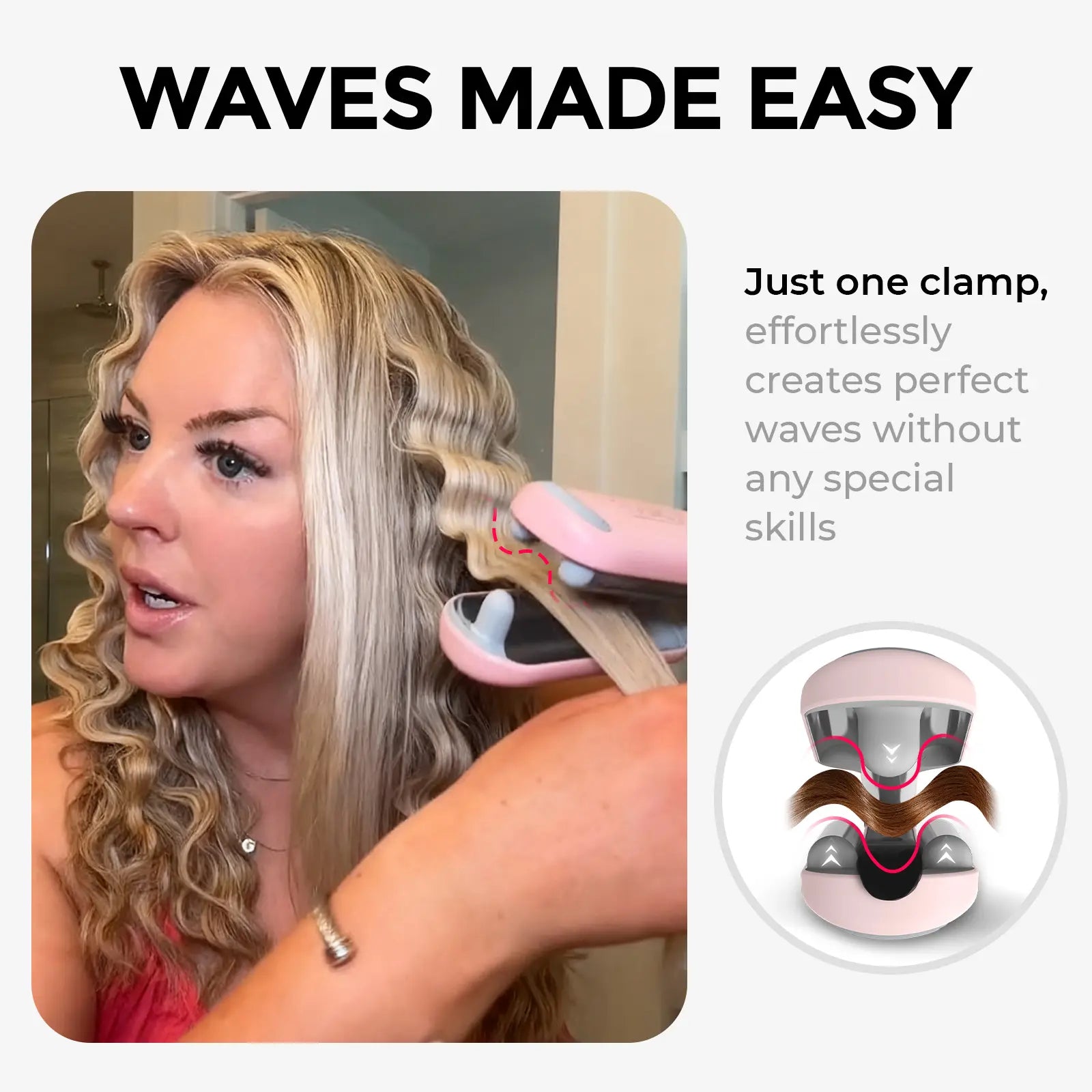 TYMO ROVY 1.25-Inch Beach Waves Curling Wand with Ionic Ceramic 3-Barrel Crimper for Women, Dual Voltage, Anti-Scald, Easy to Use, Mermaid Hair, Gift Box Ready; Travel Hair Tools; Adjustable Volumizing Curler Summervibes Mothersdaygift