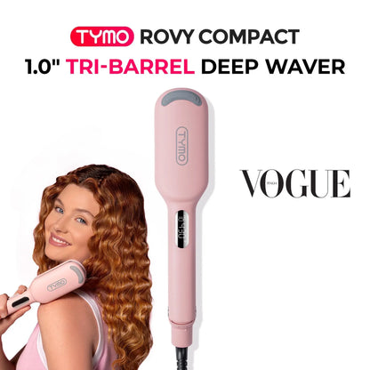 TYMO ROVY COMPACT - 1-Inch Deep Waves Crimper, Negative-Ionic for Smooth Hollywood & Mermaid Waves, Curler Roller Styling Tool, Gift Ready; Ionic Ceramic French Curling Iron; Travel Tools; Adjustable Volumizing Curler Summervibes Mothersdaygift