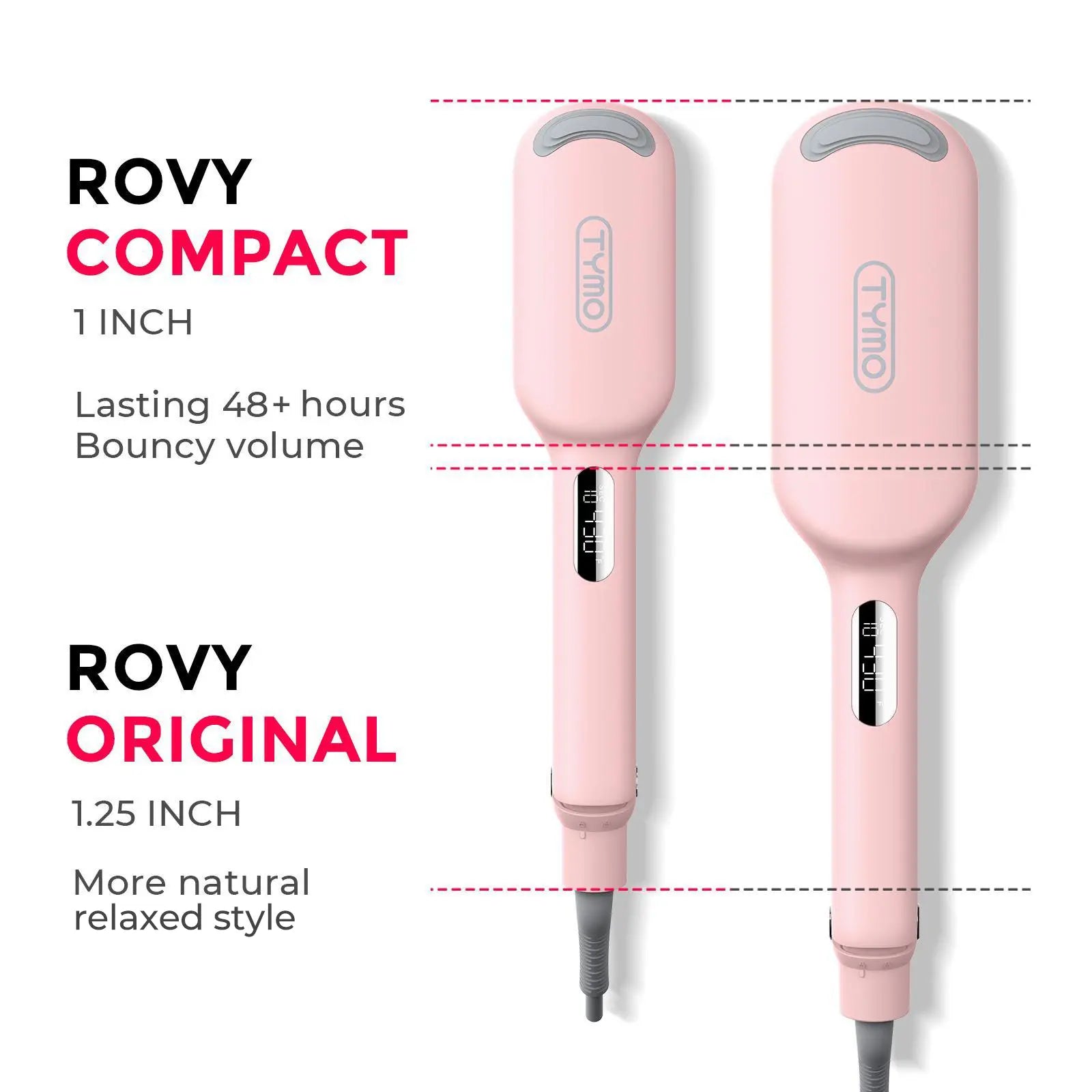 TYMO ROVY COMPACT - 1-Inch Deep Waves Crimper, Negative-Ionic for Smooth Hollywood & Mermaid Waves, Curler Roller Styling Tool, Gift Ready; Ionic Ceramic French Curling Iron; Travel Tools; Adjustable Volumizing Curler Summervibes Mothersdaygift