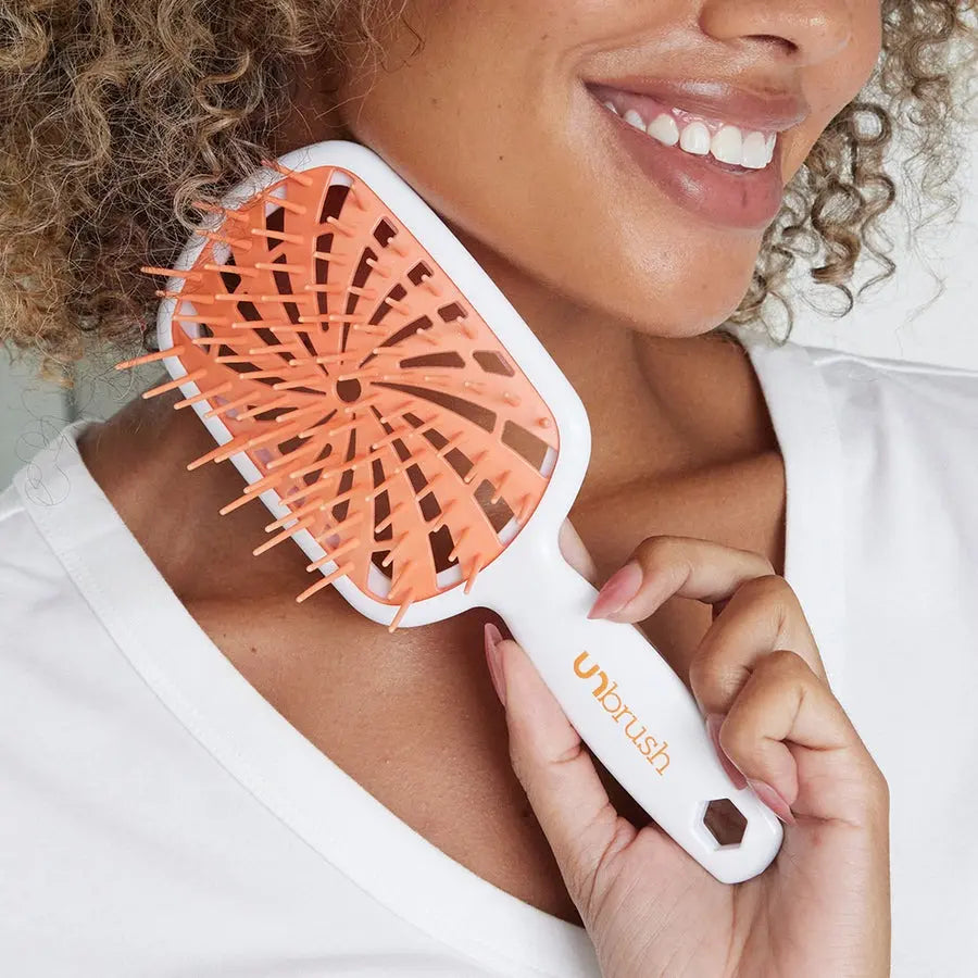 Unbrush plus Detangling Hair Brush, Gentle Tangle Release, Reduced Dreakage, Decreases Hair Drying Time, Easy-To-Clean, Ultra Light, Soft Bristle by FHI HEAT