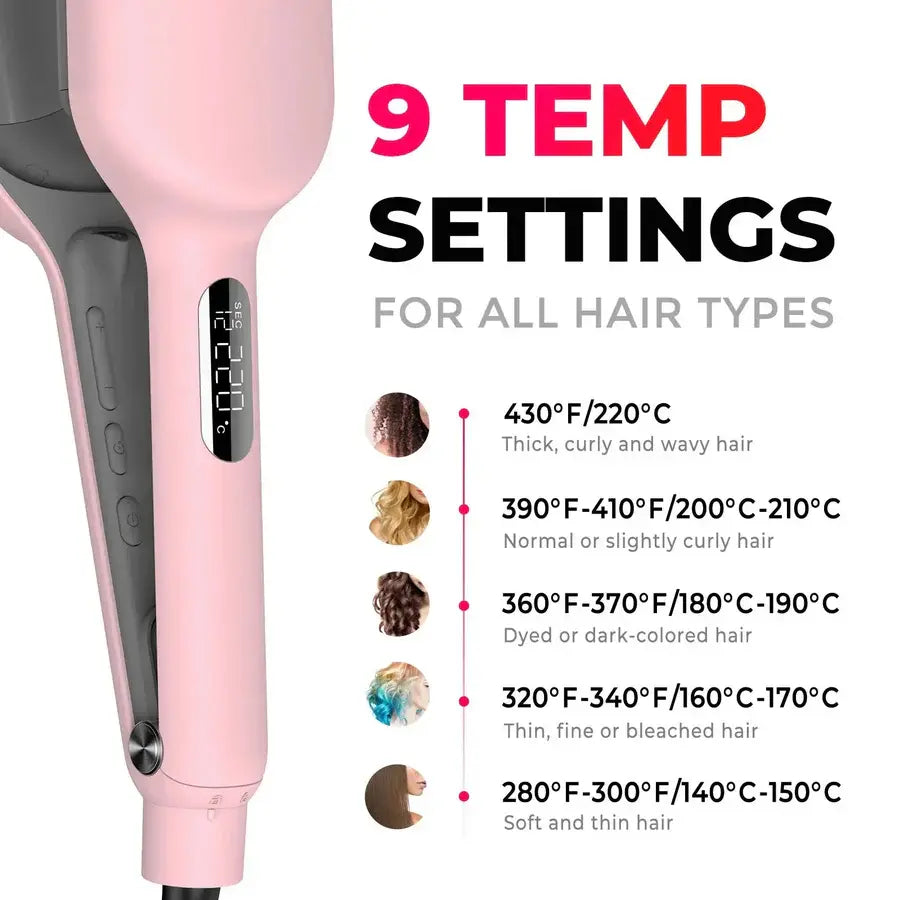 TYMO ROVY 1.25-Inch Beach Waves Curling Wand with Ionic Ceramic 3-Barrel Crimper for Women, Dual Voltage, Anti-Scald, Easy to Use, Mermaid Hair, Gift Box Ready; Travel Hair Tools; Adjustable Volumizing Curler Summervibes Mothersdaygift