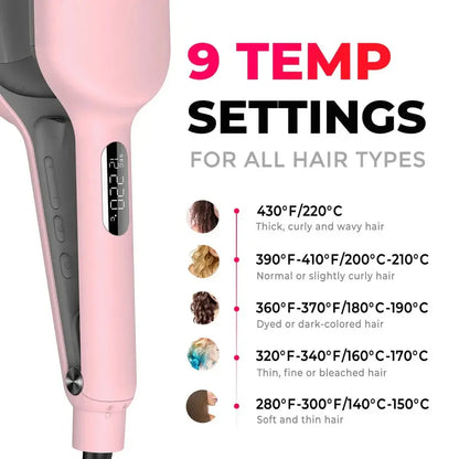 TYMO ROVY 1.25-Inch Beach Waves Curling Wand with Ionic Ceramic 3-Barrel Crimper for Women, Dual Voltage, Anti-Scald, Easy to Use, Mermaid Hair, Gift Box Ready; Travel Hair Tools; Adjustable Volumizing Curler Summervibes Mothersdaygift