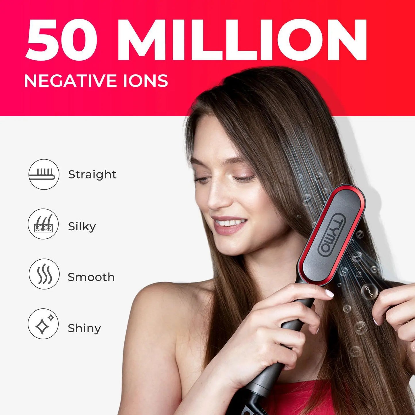 TYMO RING Series - TYMO RING or TYMO RING plus or TYMO FLIPRO 2-In-1 Straightener Comb for Frizz-Free Styling, Ionic Titanium Brush, 9 Temp & LED, Multifunctional Brush, Fast Heat, Each Sold Separately; Summervibes Plancha De Cabello, Mothersdaygift