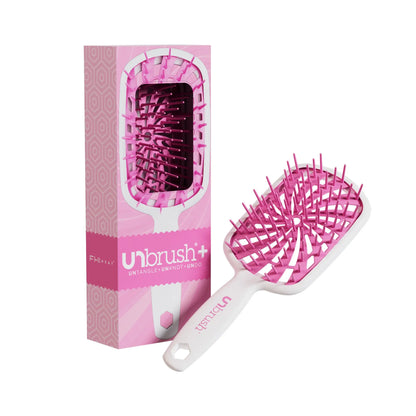 Unbrush plus Detangling Hair Brush, Gentle Tangle Release, Reduced Dreakage, Decreases Hair Drying Time, Easy-To-Clean, Ultra Light, Soft Bristle by FHI HEAT