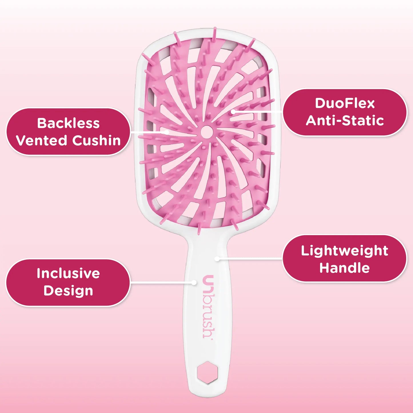 Unbrush plus Detangling Hair Brush, Gentle Tangle Release, Reduced Dreakage, Decreases Hair Drying Time, Easy-To-Clean, Ultra Light, Soft Bristle by FHI HEAT
