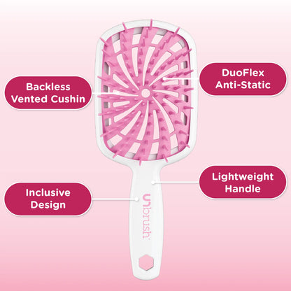 Unbrush plus Detangling Hair Brush, Gentle Tangle Release, Reduced Dreakage, Decreases Hair Drying Time, Easy-To-Clean, Ultra Light, Soft Bristle by FHI HEAT