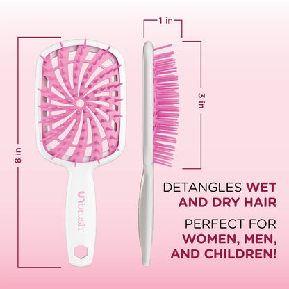 Unbrush plus Detangling Hair Brush, Gentle Tangle Release, Reduced Dreakage, Decreases Hair Drying Time, Easy-To-Clean, Ultra Light, Soft Bristle by FHI HEAT