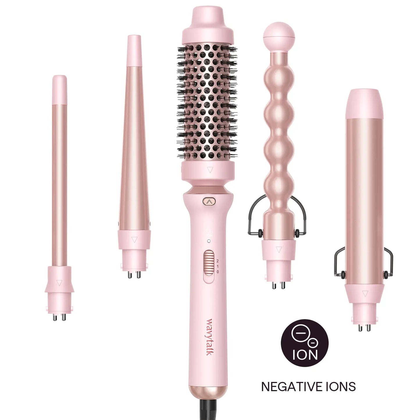 Wavytalk Multi-Curl 5-In-1 Ceramic Curling Wand Set, Fast Heat up Curling Wand from 1/2 to 1 1/4 Inch and a Thermal Brush, Dual Voltage Curling Iron